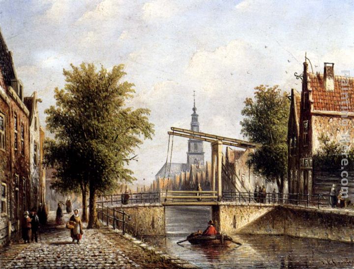 Capricio Sunlit Townviews In Amsterdam (Pic 2) painting - Johannes Franciscus Spohler Capricio Sunlit Townviews In Amsterdam (Pic 2) art painting